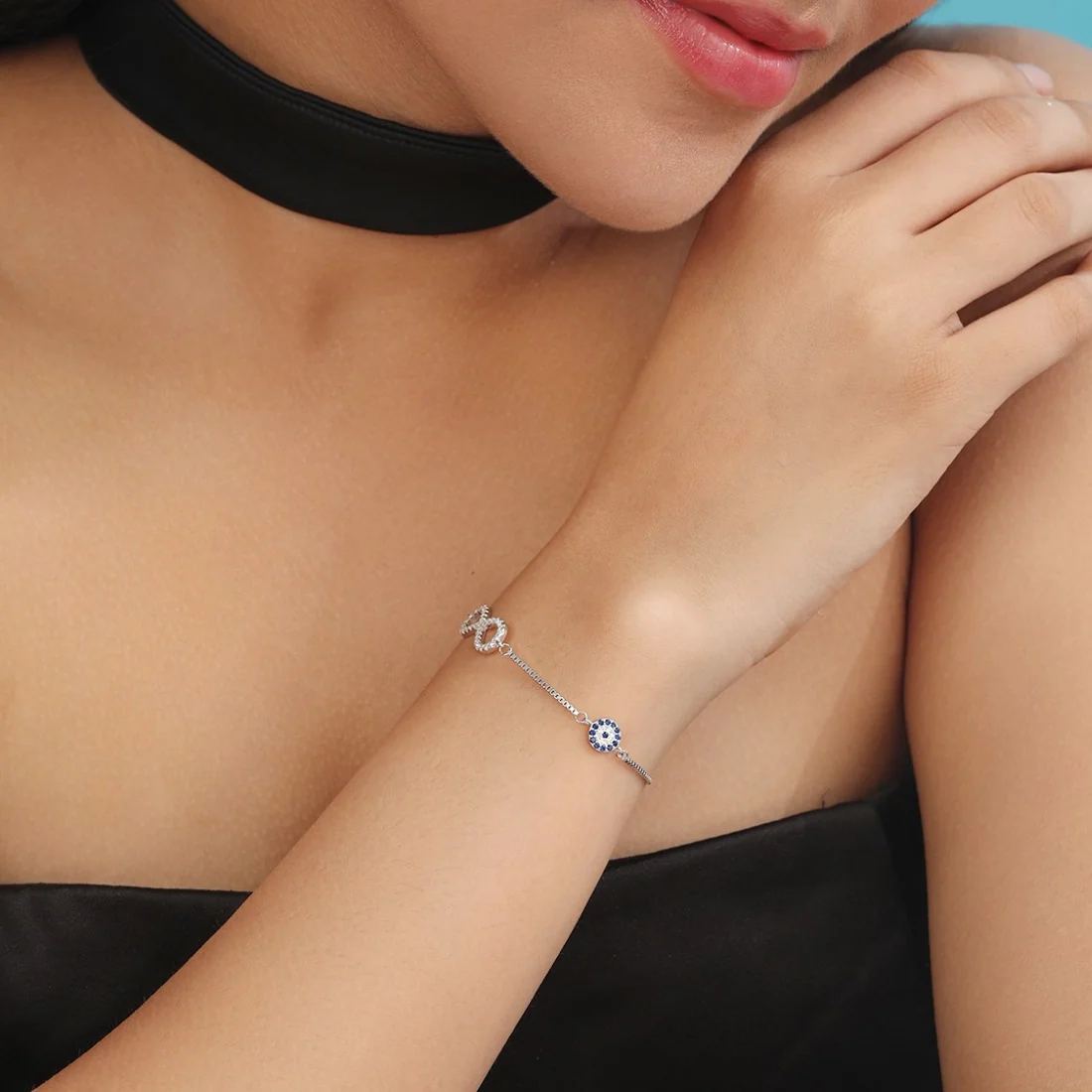 Infinity CZ Rhodium Plated 925 Sterling Silver Bracelet - Image 3