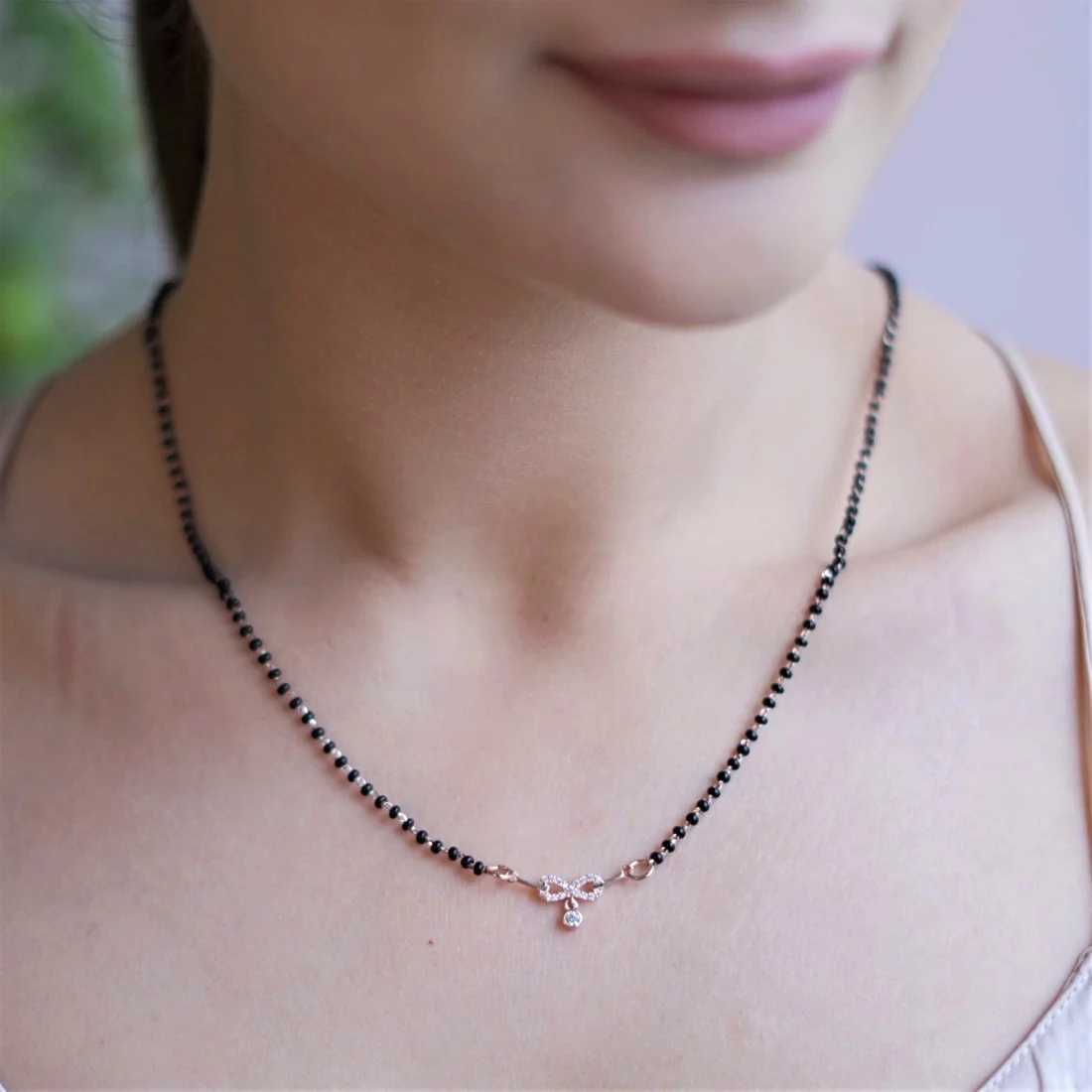 Infinity CZ Rose Gold Plated 925 Sterling Silver Mangalsutra - Image 4