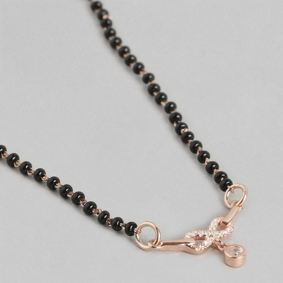 Infinity CZ Rose Gold Plated 925 Sterling Silver Mangalsutra - Image 7