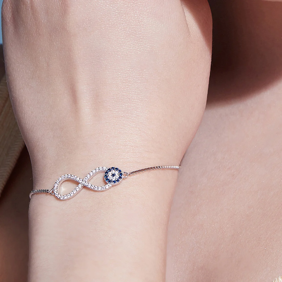 Infinity Evil Eye 925 Silver Rhodium Plated Bracelet - Image 3