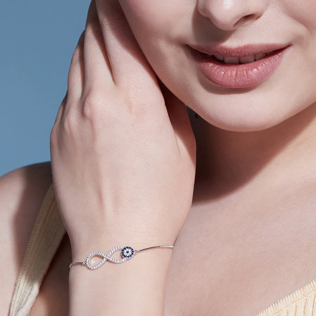 Infinity Evil Eye 925 Silver Rhodium Plated Bracelet - Image 4