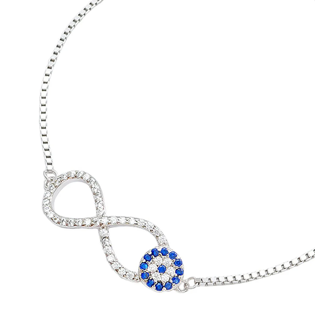 Infinity Evil Eye 925 Silver Rhodium Plated Bracelet - Image 6