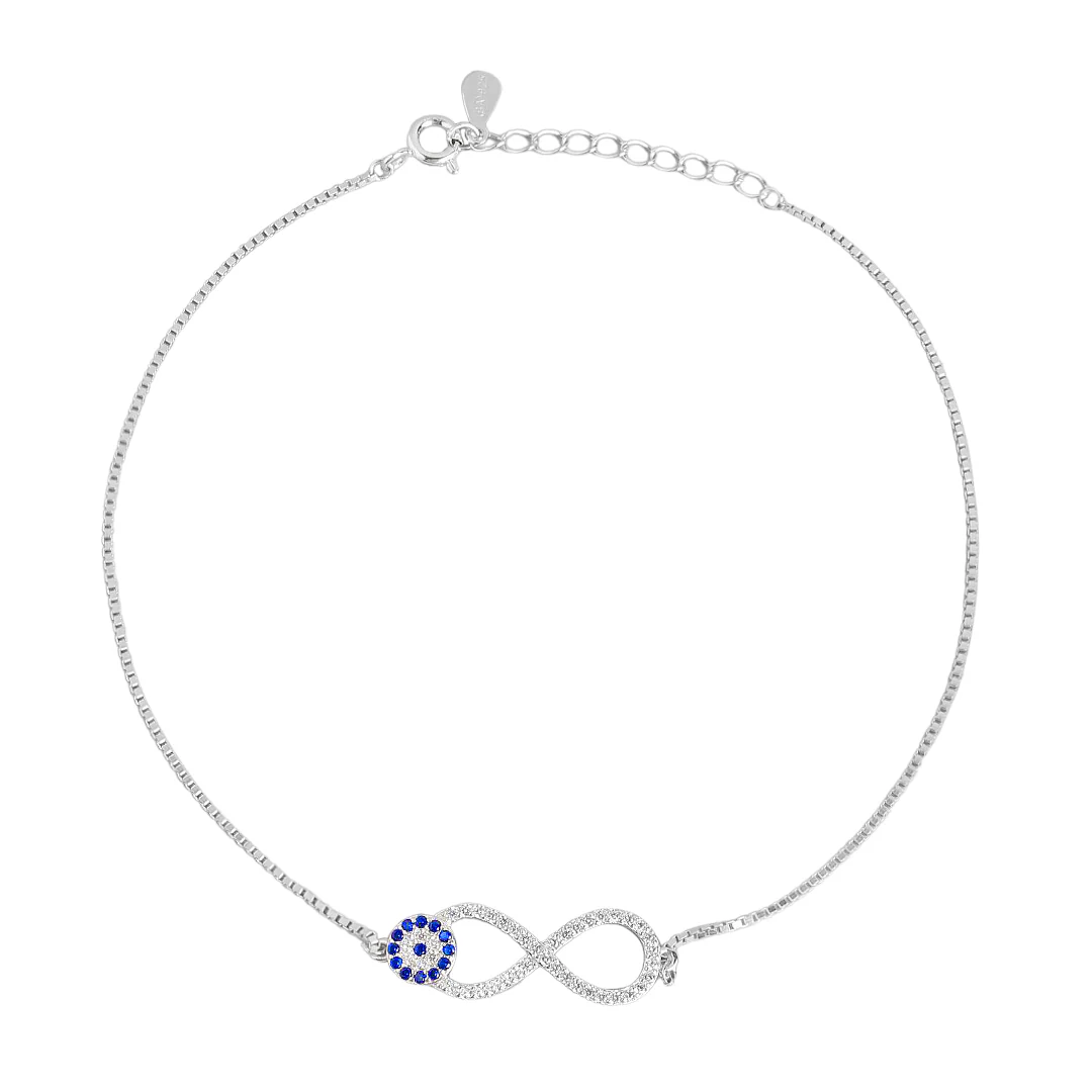 Infinity Evil Eye Silver Anklets - Image 7