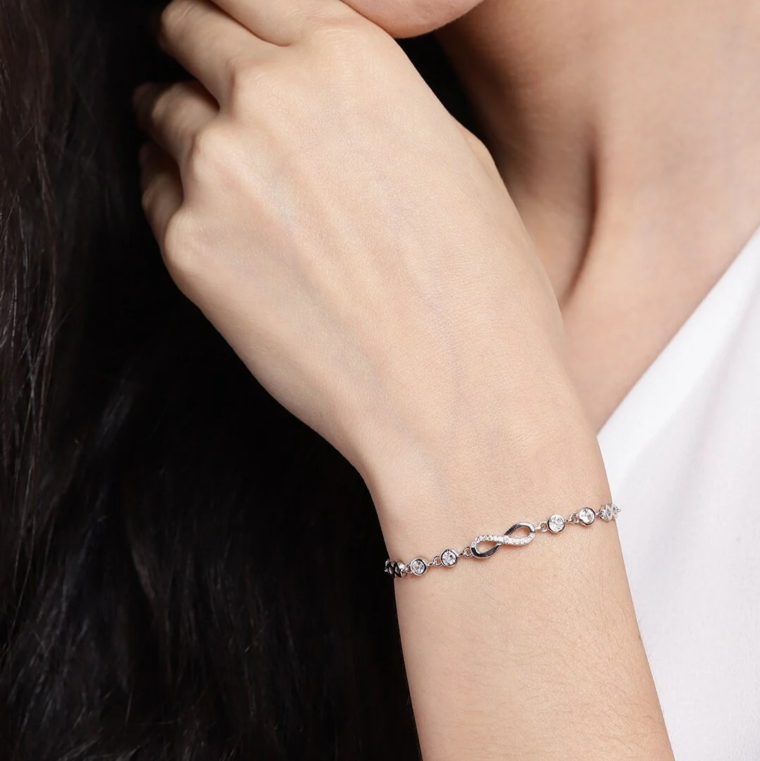 Infinity Floral Rhodium Plated 925 Sterling Silver Jewellery Combo - Image 3