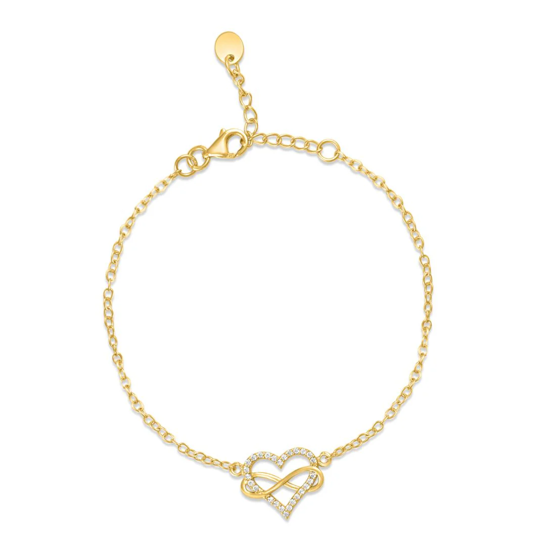 Infinity Heart Gold Plated 925 Sterling Silver Bracelet - Image 3