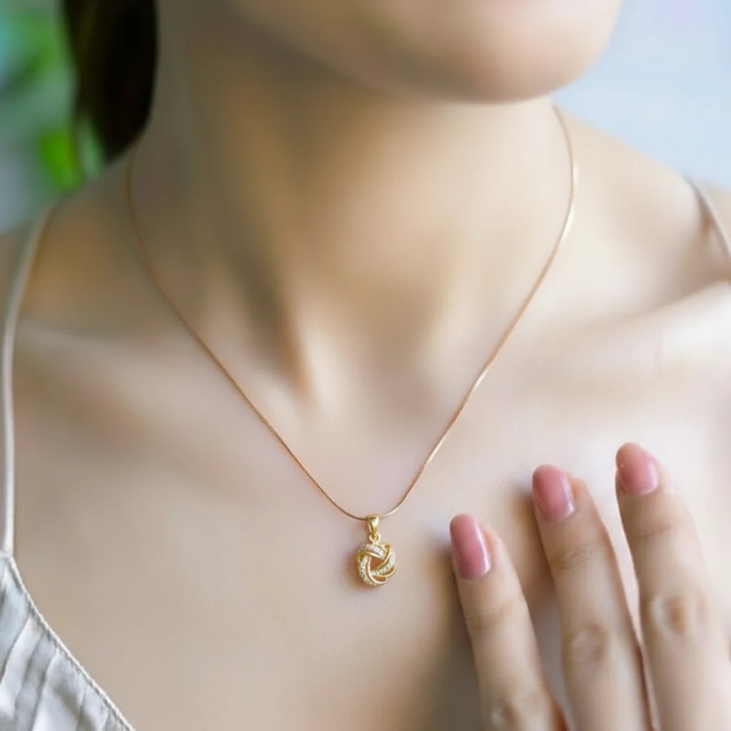 Infinity Loop Gold Plated 925 Sterling Silver Pendant with Snake Chain - Image 6
