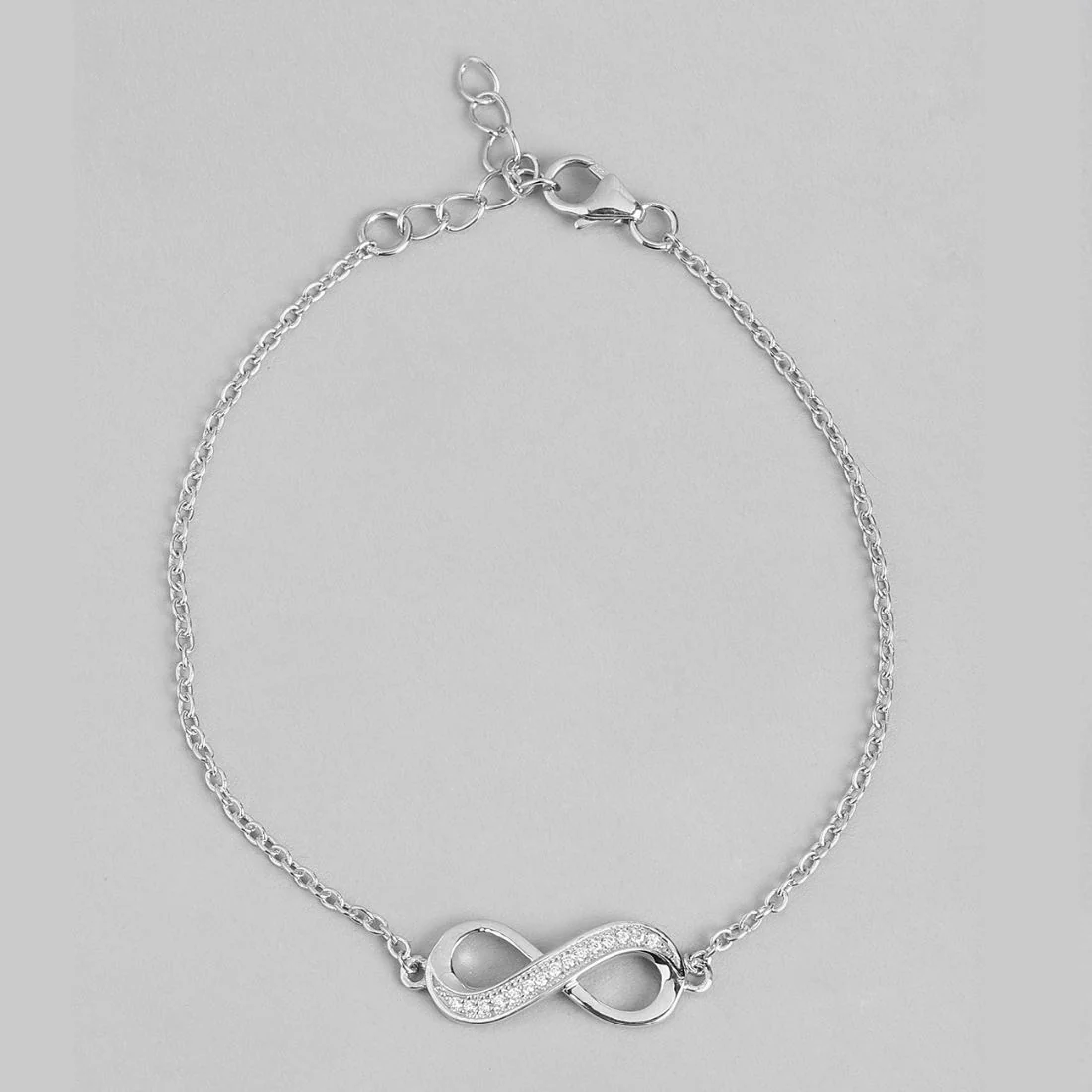 Infinity Reflections Rhodium-Plated 925 Sterling Silver Bracelet with Cubic Zirconia - Image 4