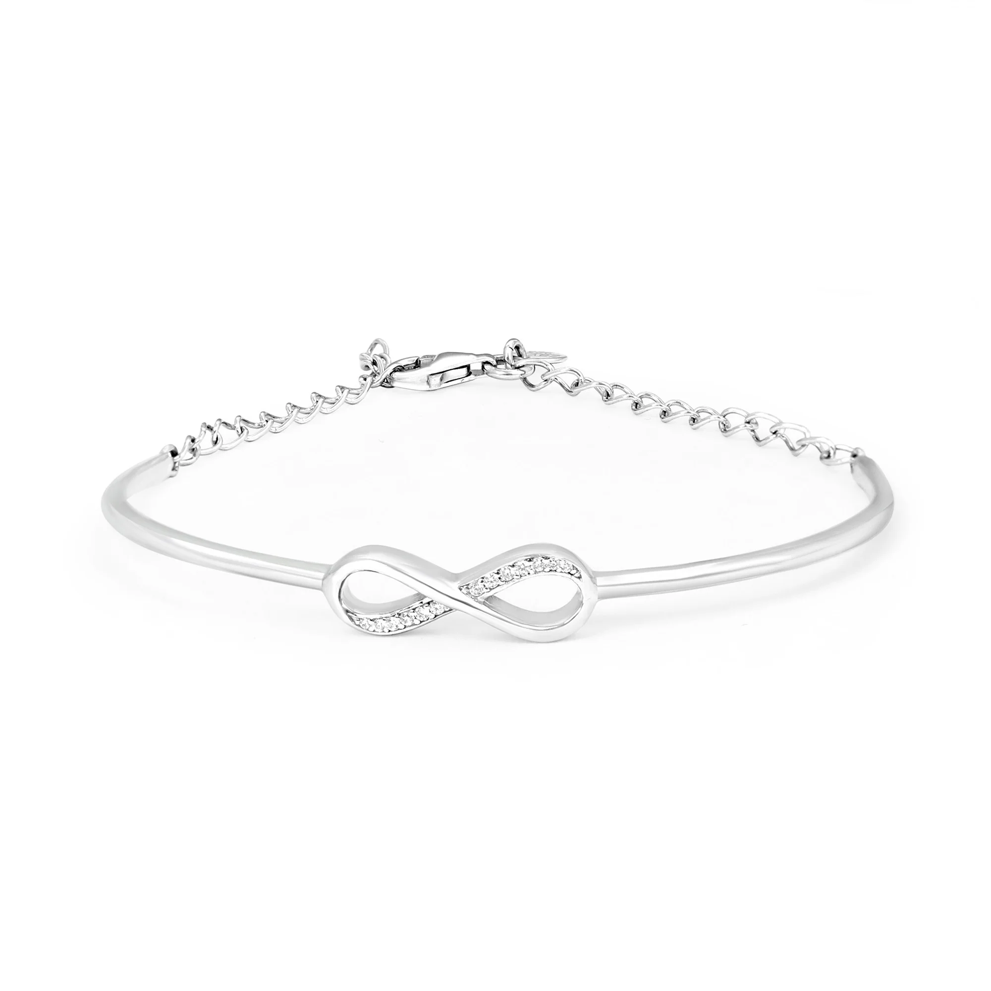 Infinity Rhodium Plated 925 Sterling Silver Bracelet - Image 3