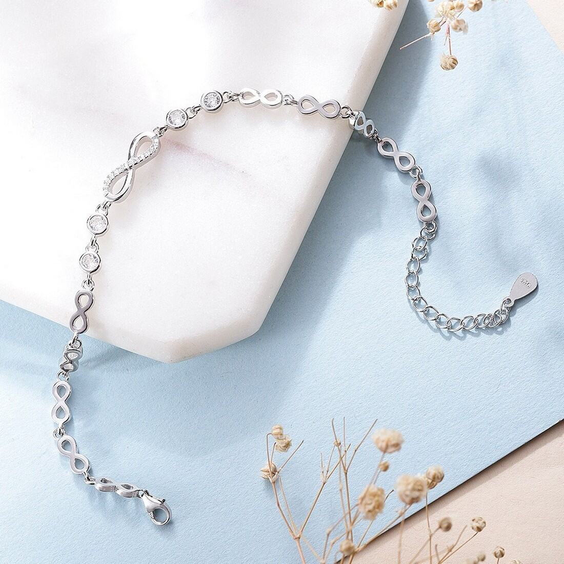 Infinity Rhodium plated CZ 925 Sterling Silver Bracelet Gift Hamper - Image 4