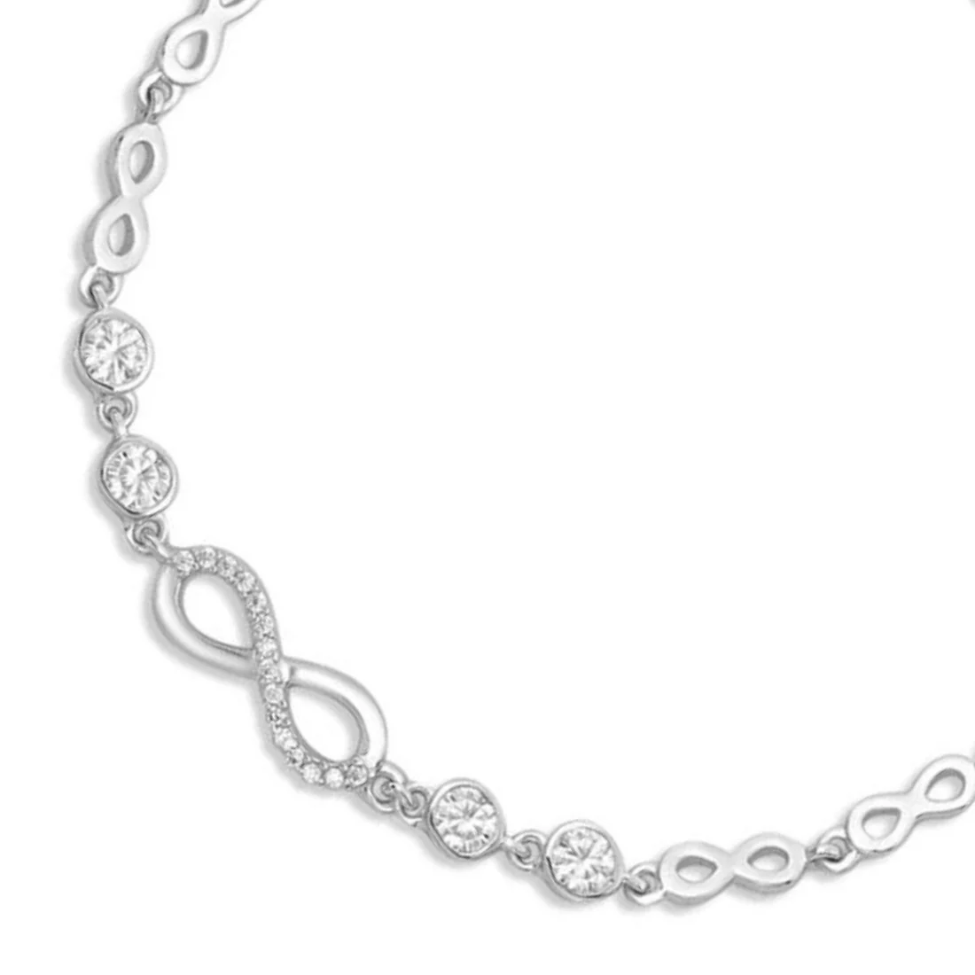Infinity Rhodium plated CZ 925 Sterling Silver Bracelet - Image 7