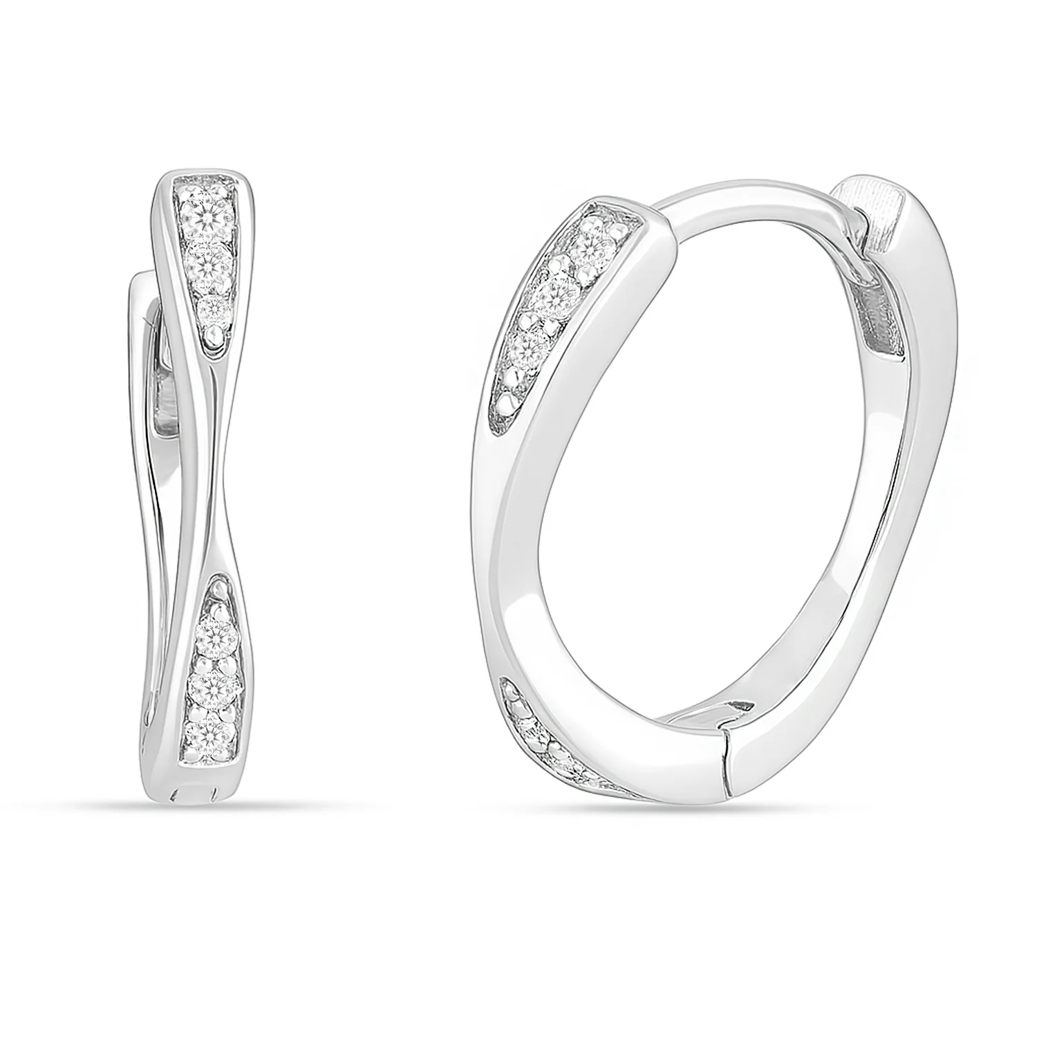 Curve of Grace Silver Hoop Rhodium Plated Earrings - Image 4
