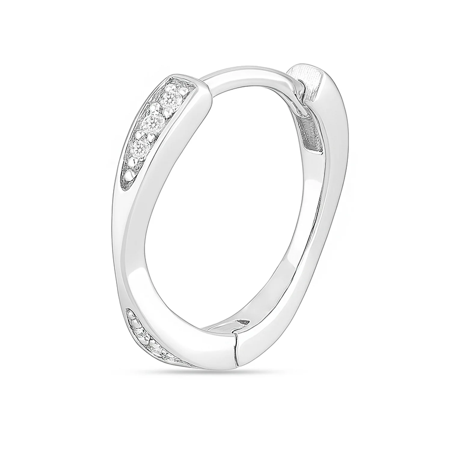 Curve of Grace Silver Hoop Rhodium Plated Earrings - Image 6