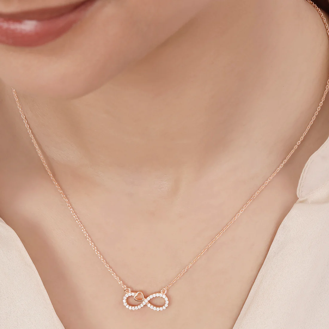 Infinity Rose Gold Plated 925 Sterling Silver Necklace - Image 3