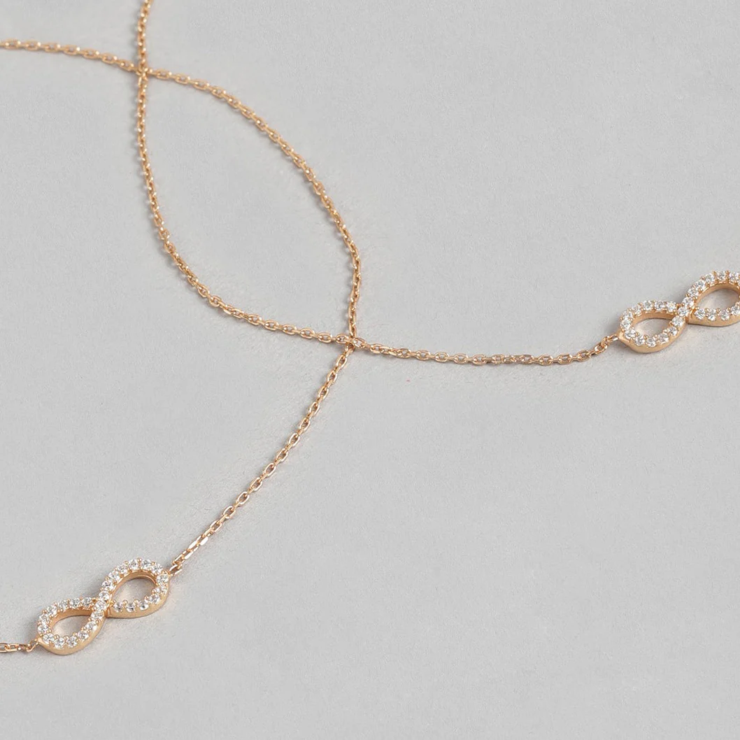 Infinity Rose Gold Plated CZ 925 Sterling Silver Anklet - Image 8