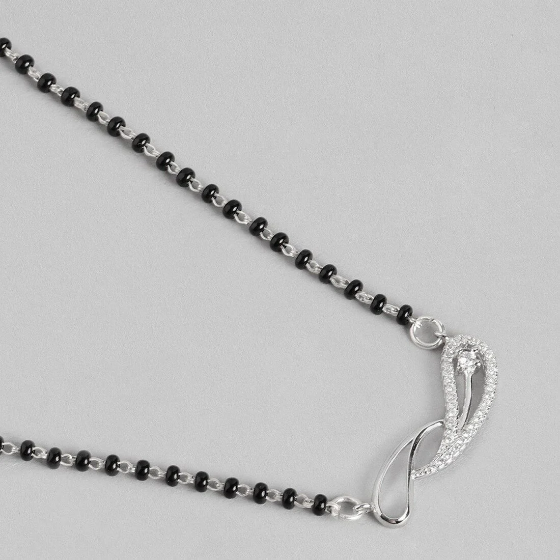 Infinity Sparkle Rhodium-Plated 925 Sterling Silver Combo Mangalsutra - Image 6
