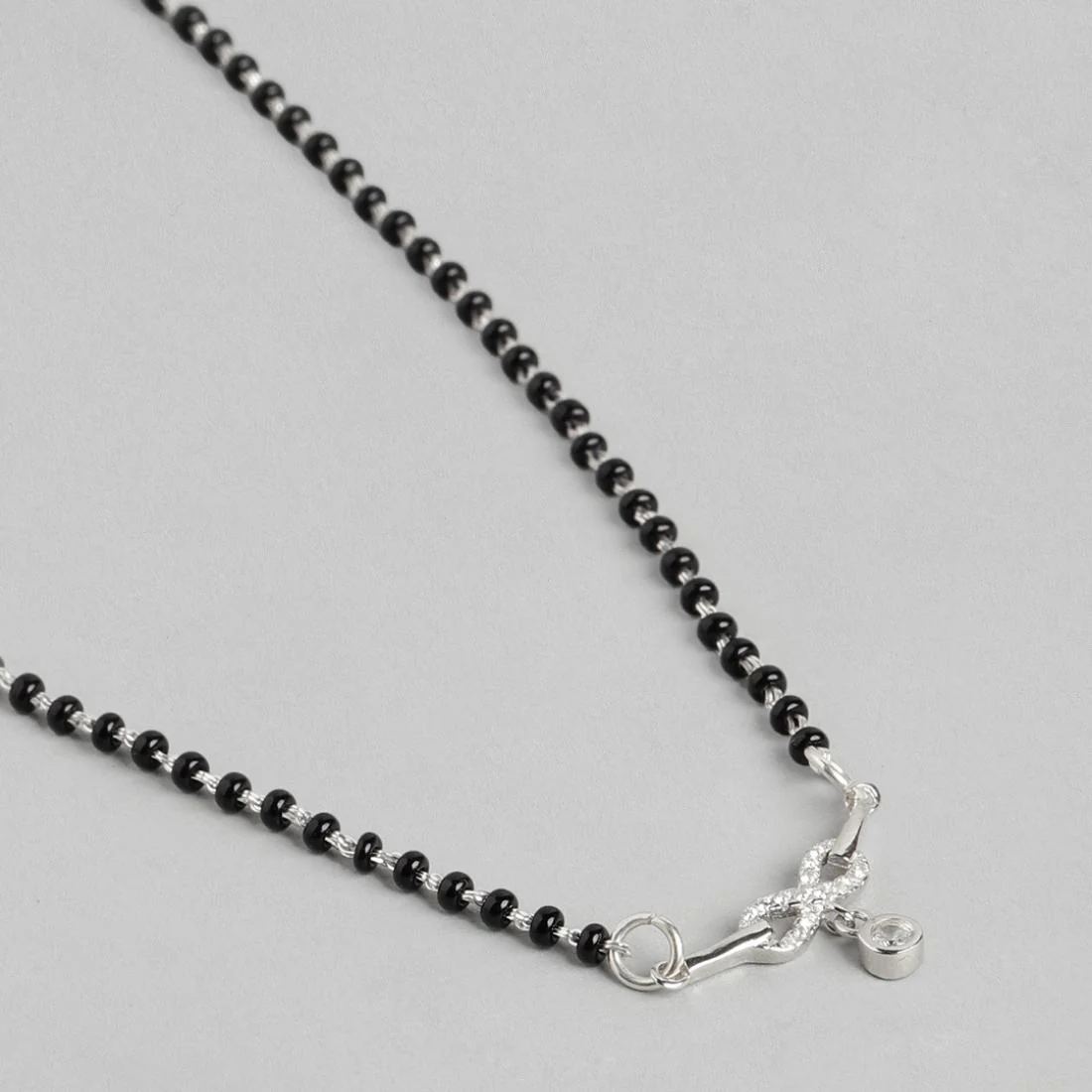 Infinity with Dangling Stone Rhodium Plated 925 Silver Mangalsutra - Image 7