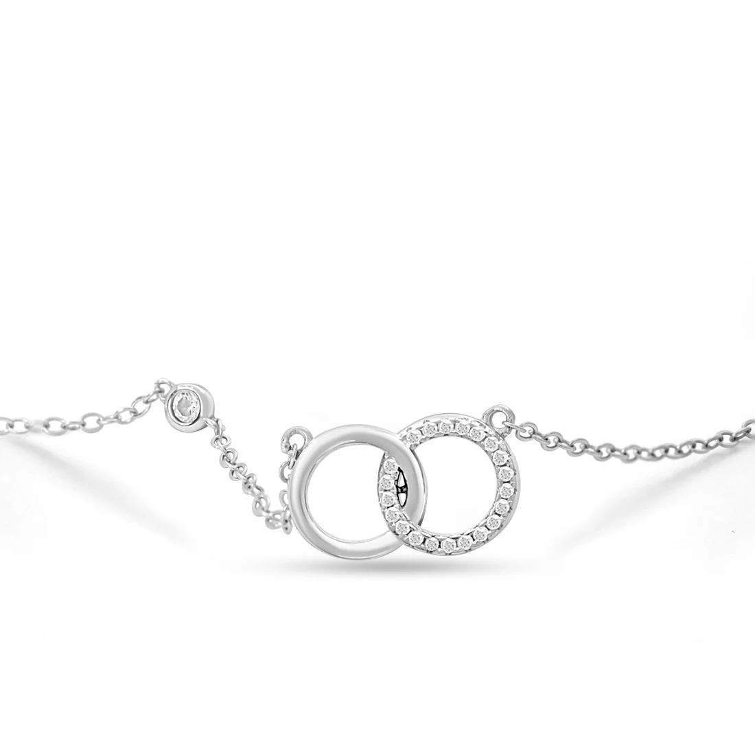 Interlinked Circle Rhodium Plated 925 Sterling Silver Necklace - Image 4