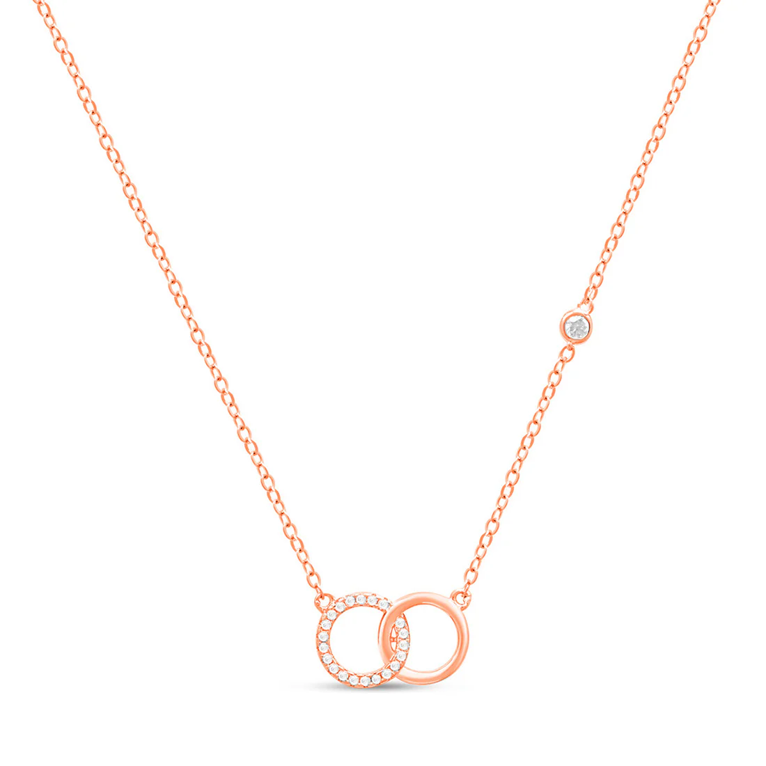 Interlinked Halo CZ Rose Gold Plated 925 Sterling Silver Pendant - Image 3