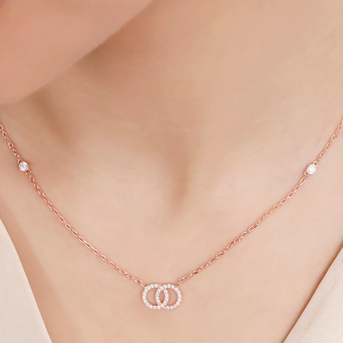 Intertwined Radiance Rose Gold Plated 925 Sterling Silver Necklace - Image 2