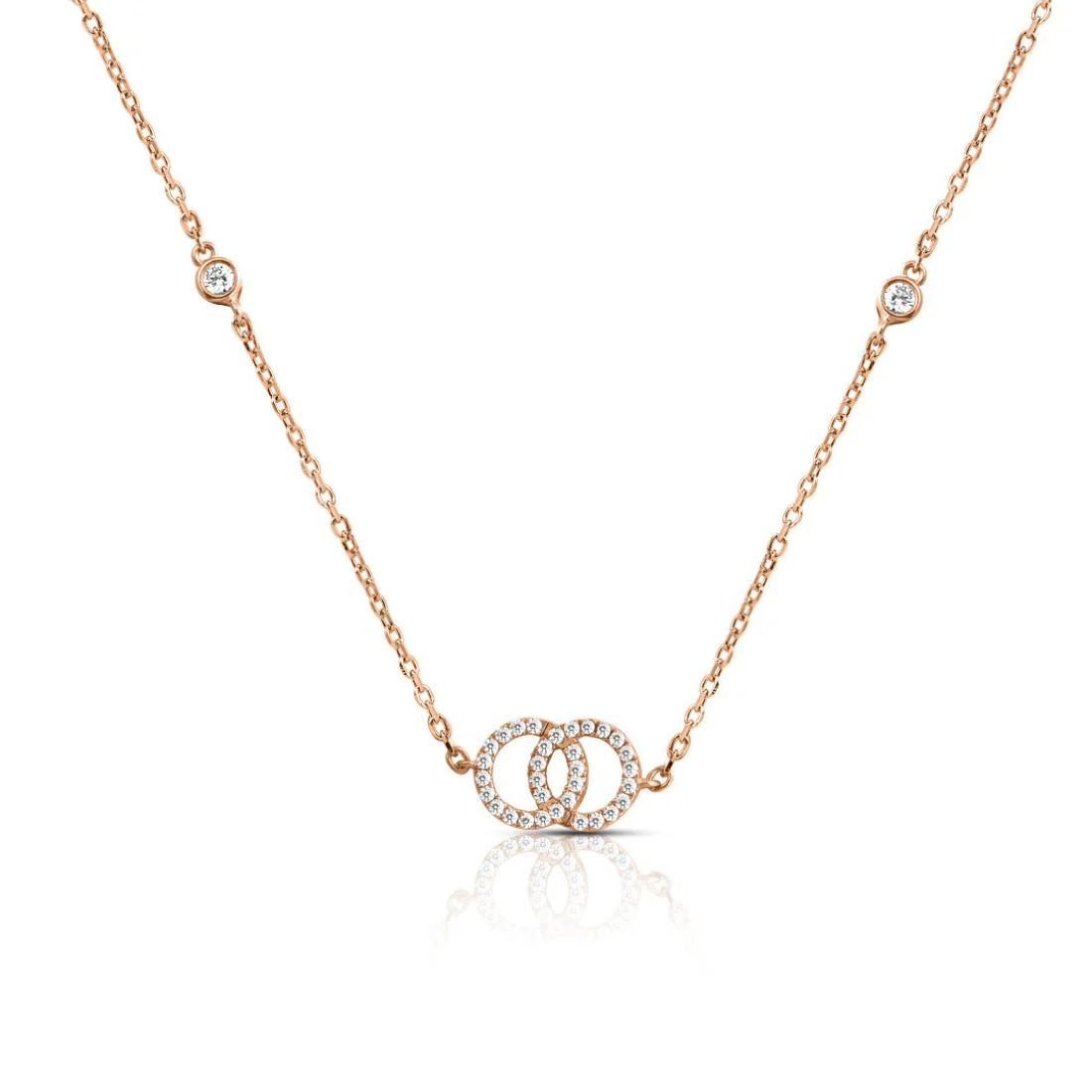 Intertwined Radiance Rose Gold Plated 925 Sterling Silver Necklace - Image 4