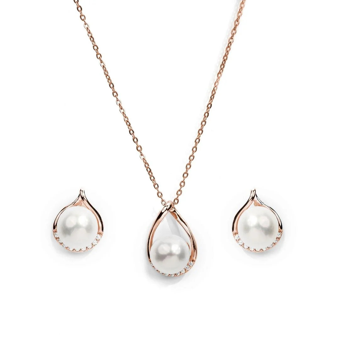 Ice And Spice Rose Gold Plated Pearl 925 Silver Jewellery Set - Image 4