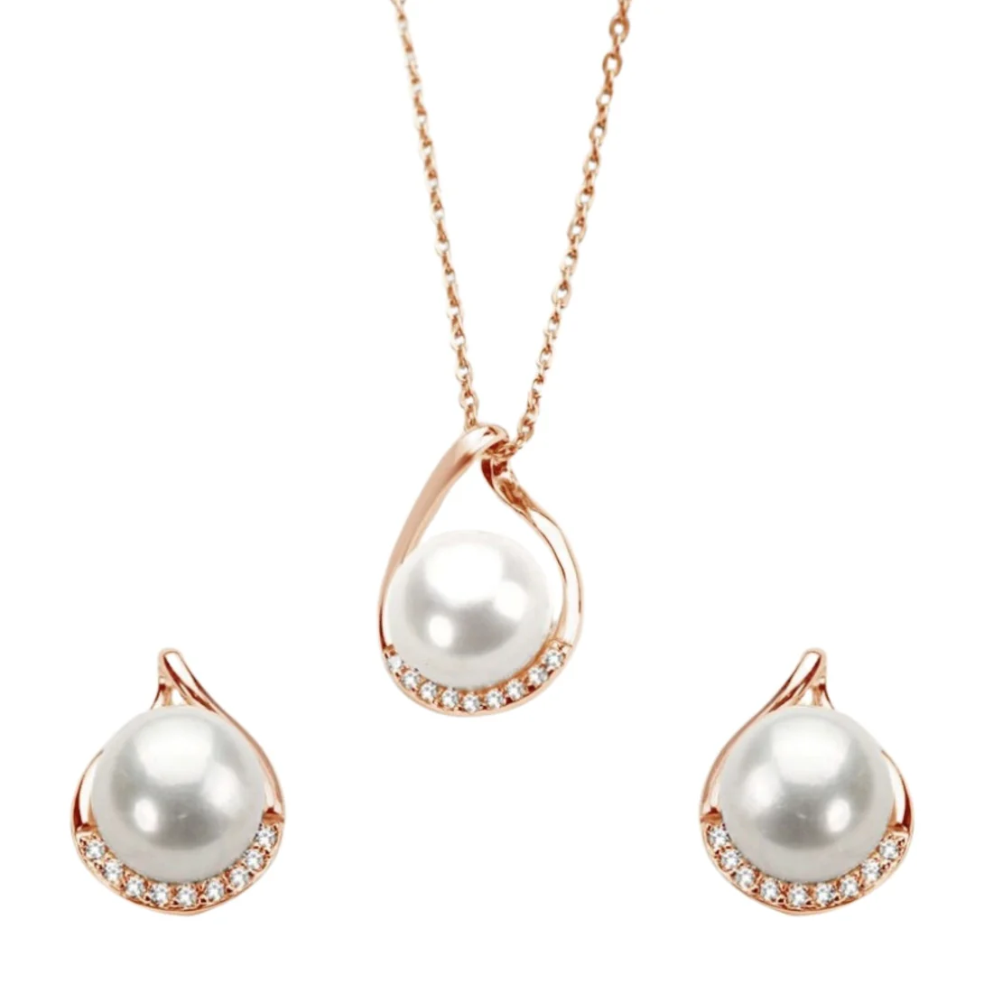 Ice And Spice Rose Gold Plated Pearl 925 Silver Jewellery Set - Image 5