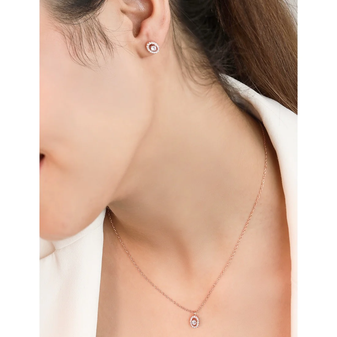 Opulent Oval Whispers Rose Gold-Plated CZ 925 Sterling Silver Jewelry Set - Image 2