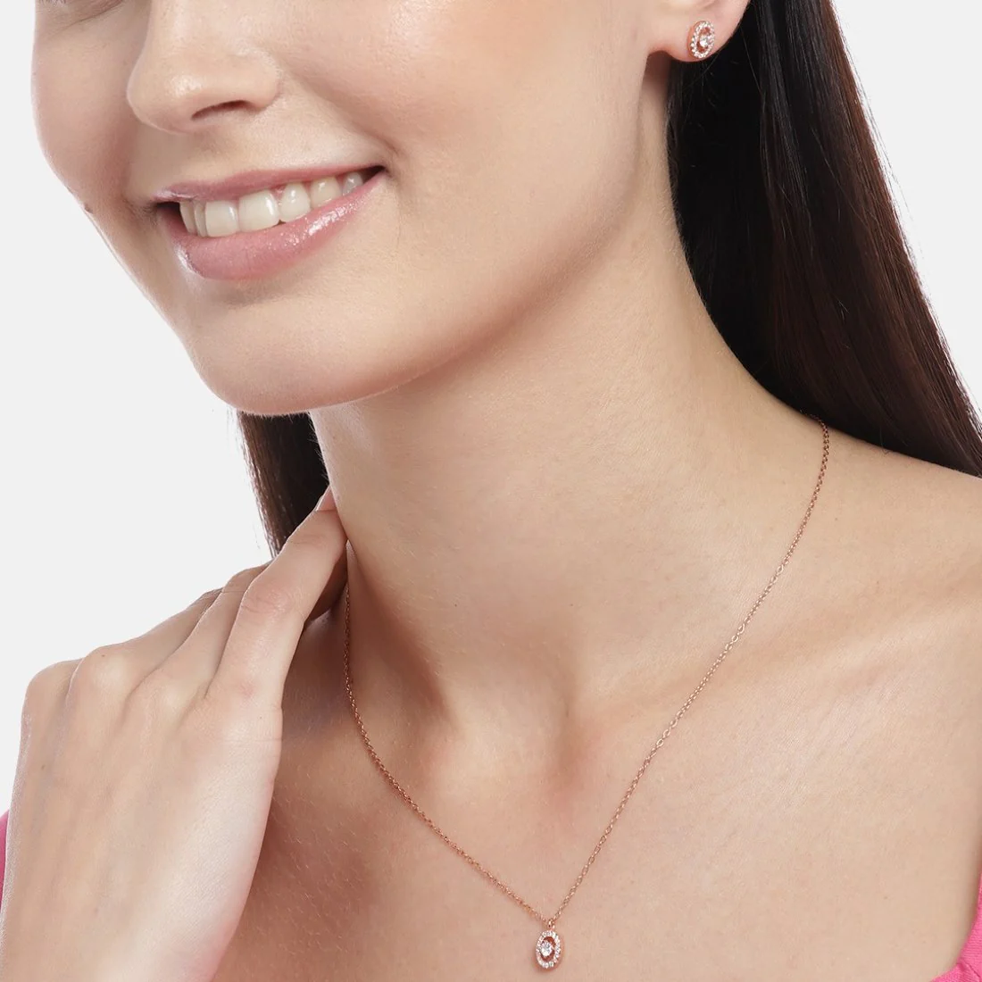 Opulent Oval Whispers Rose Gold-Plated CZ 925 Sterling Silver Jewelry Set - Image 3