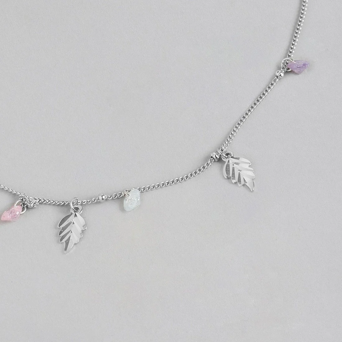 Leaf & Drops 925 Sterling Silver Anklet - Image 8