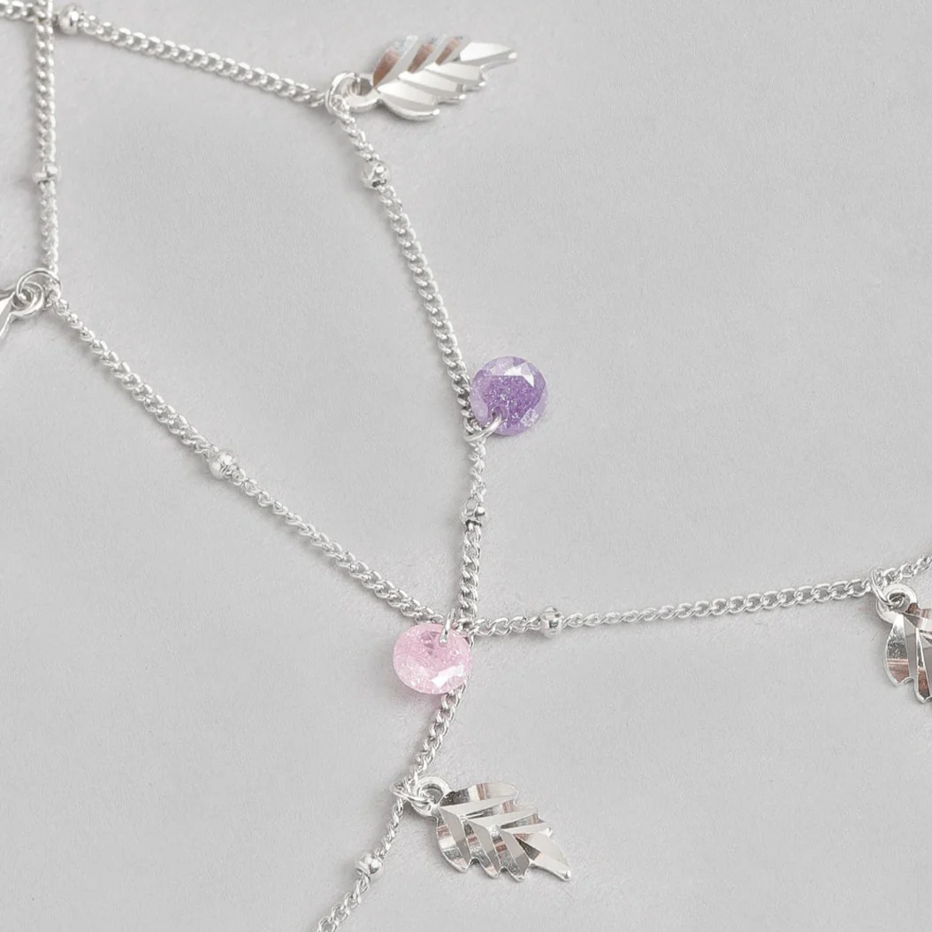Leaf & Drops 925 Sterling Silver Anklet - Image 9