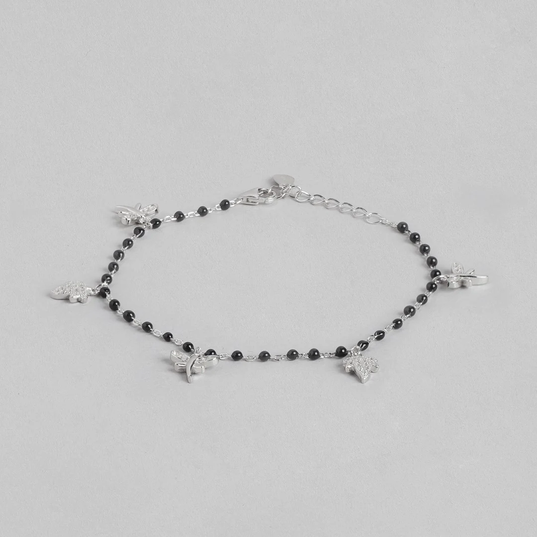 Leafy Radiance Rhodium-Plated CZ 925 Sterling Silver Bracelet - Image 3