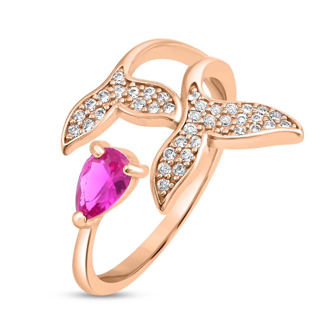 Leafy Rose Gold Plated 925 Sterling Silver Ring - Image 4