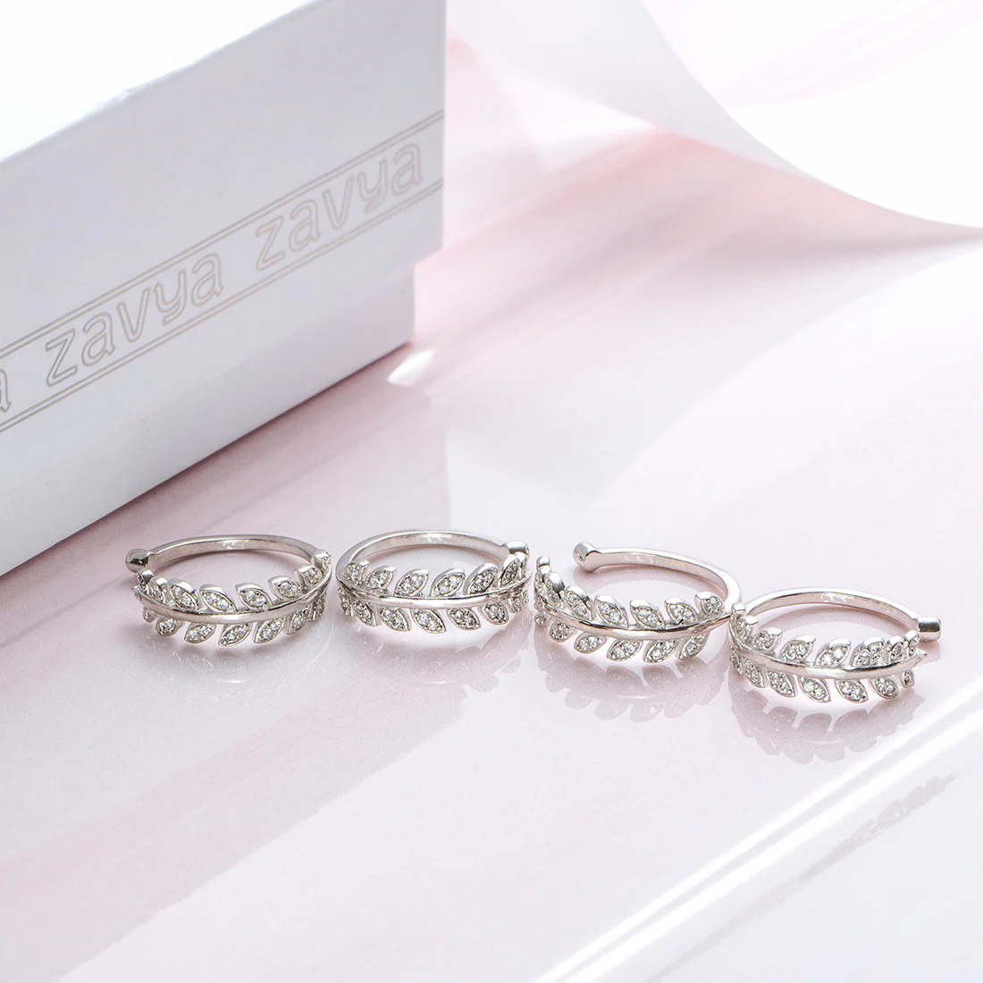 Leafy Silver Adjustable 925 Silver Toe Ring Combo - Image 2