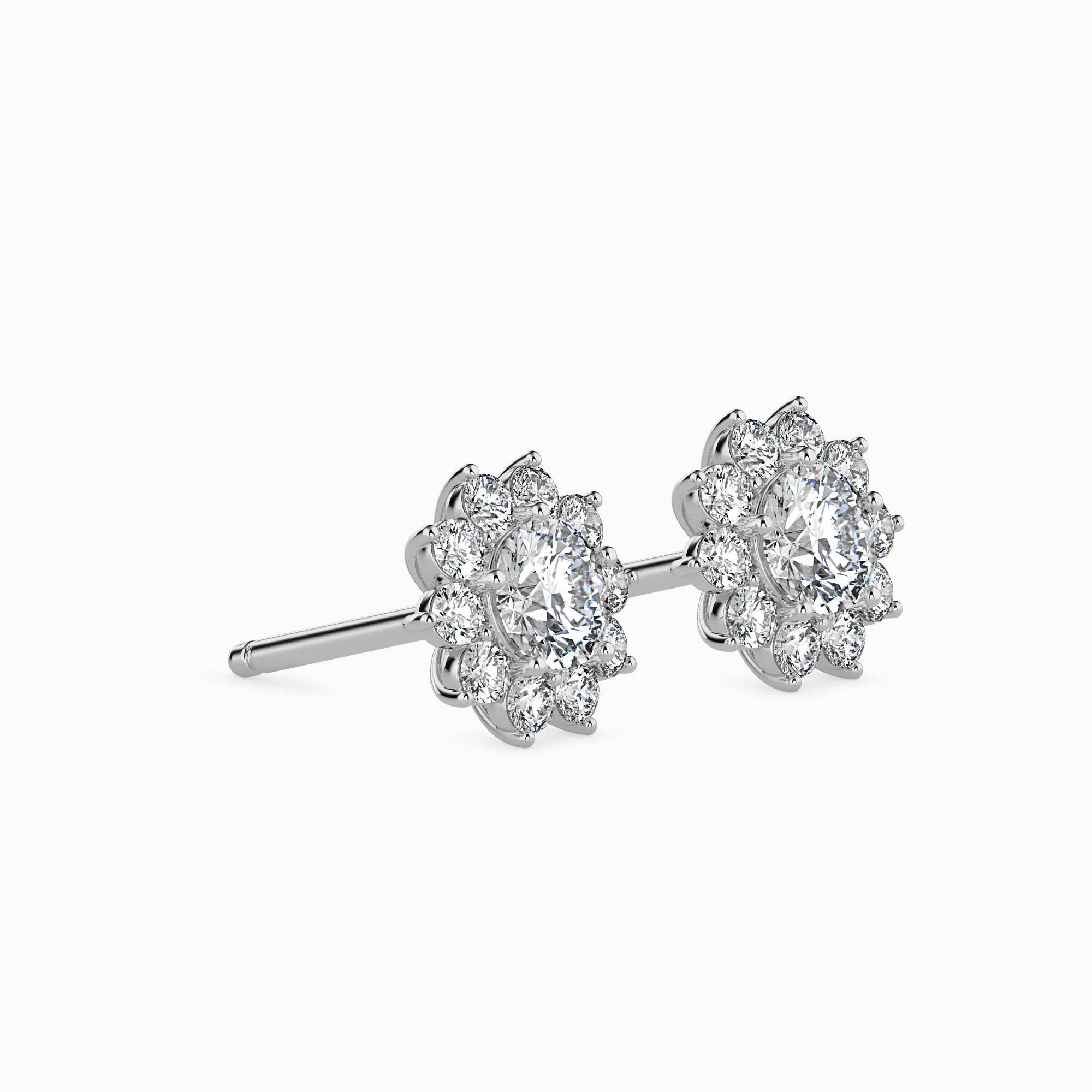 1 CT Floral Brilliance Gold Diamond Earrings - Image 10