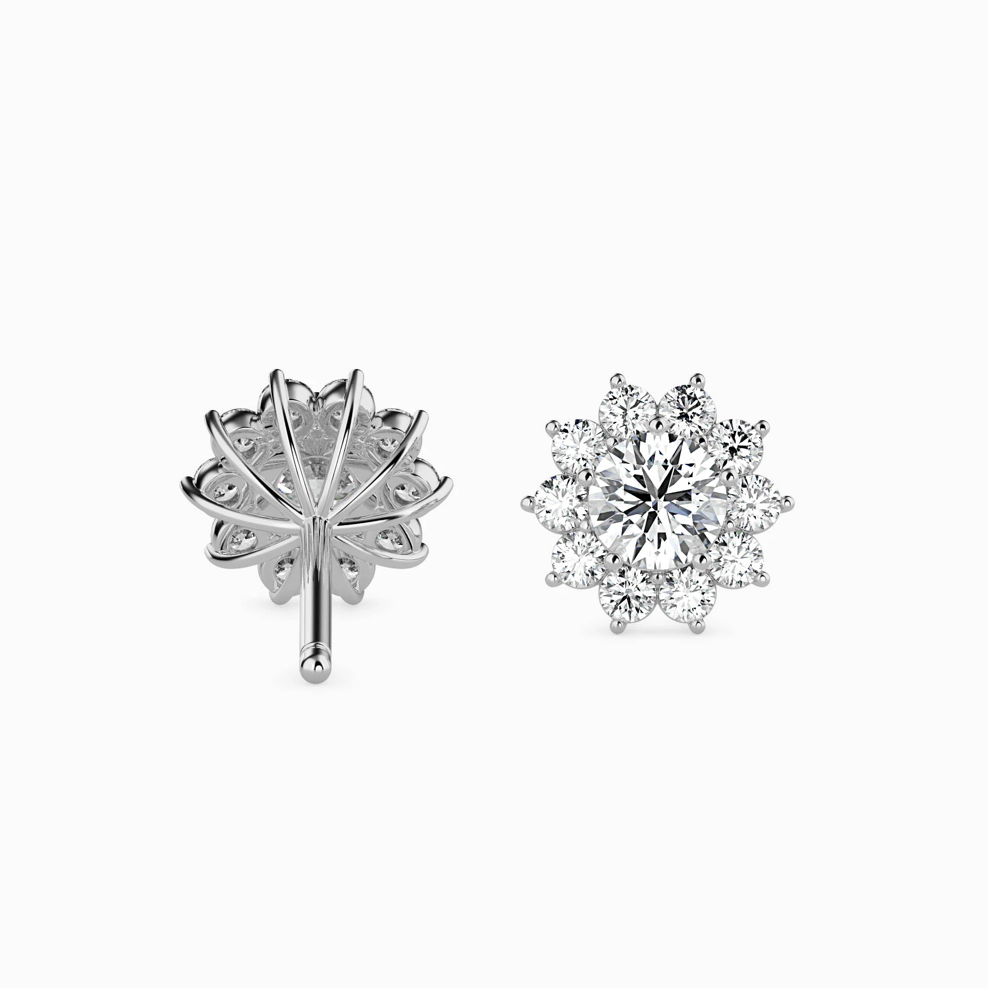 1 CT Floral Brilliance Gold Diamond Earrings - Image 12