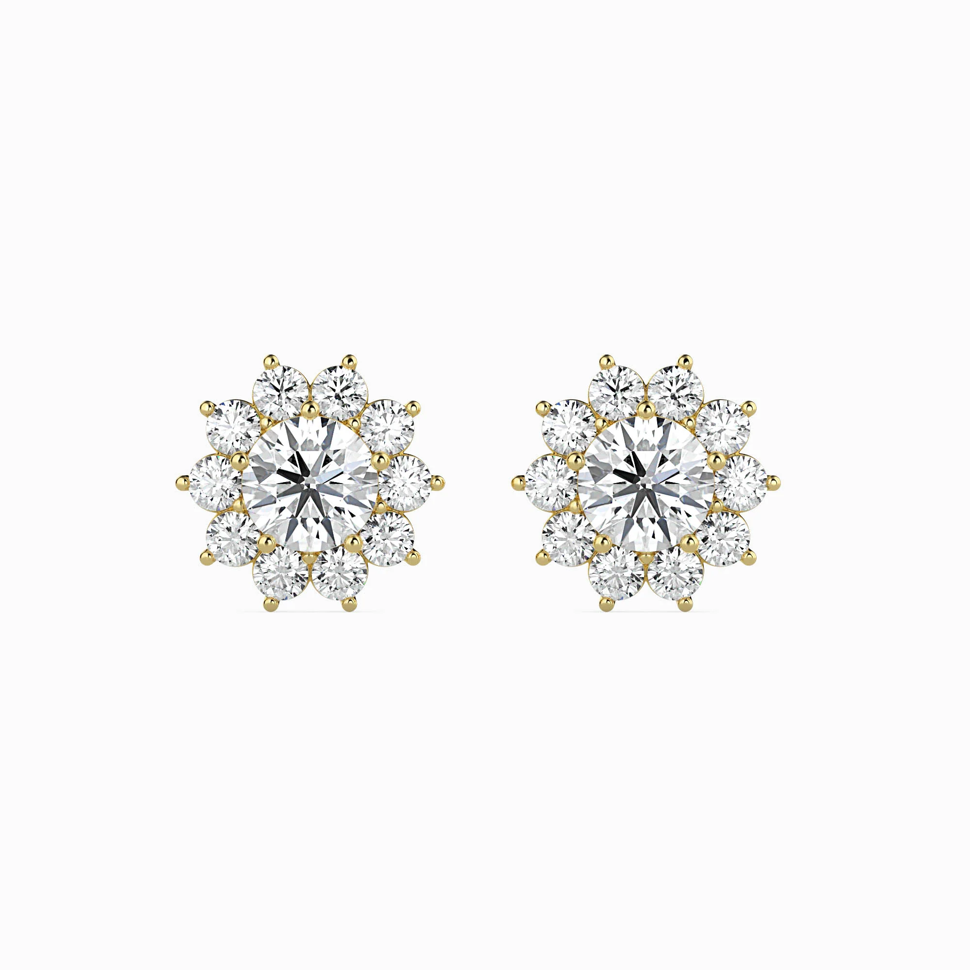 1 CT Floral Brilliance Gold Diamond Earrings - Image 3