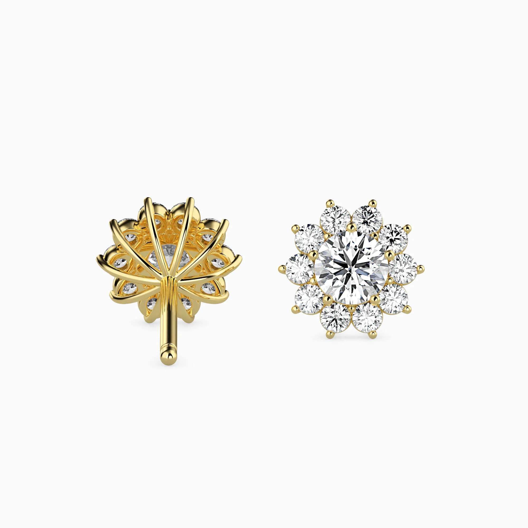 1 CT Floral Brilliance Gold Diamond Earrings - Image 4
