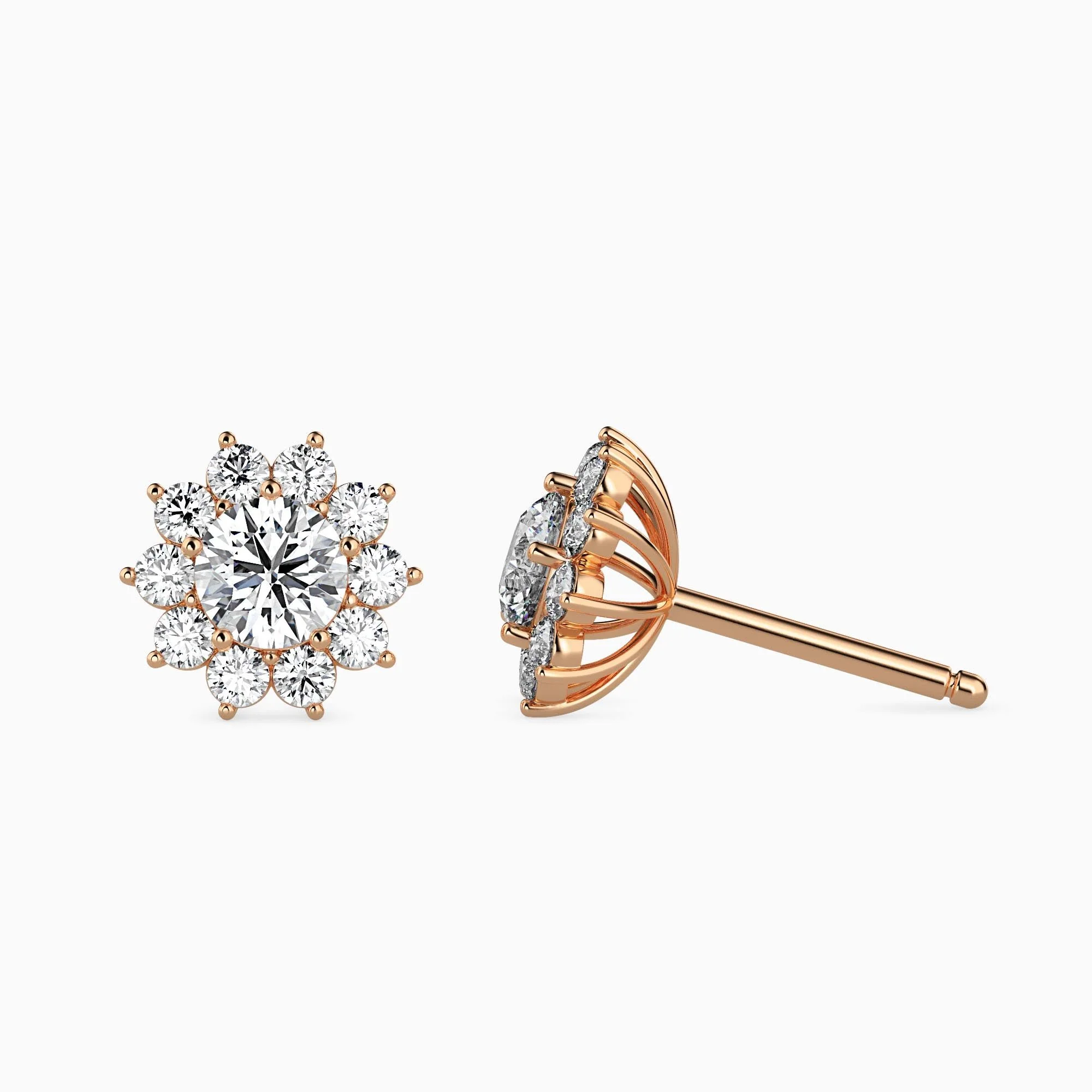 1 CT Floral Brilliance Gold Diamond Earrings - Image 5