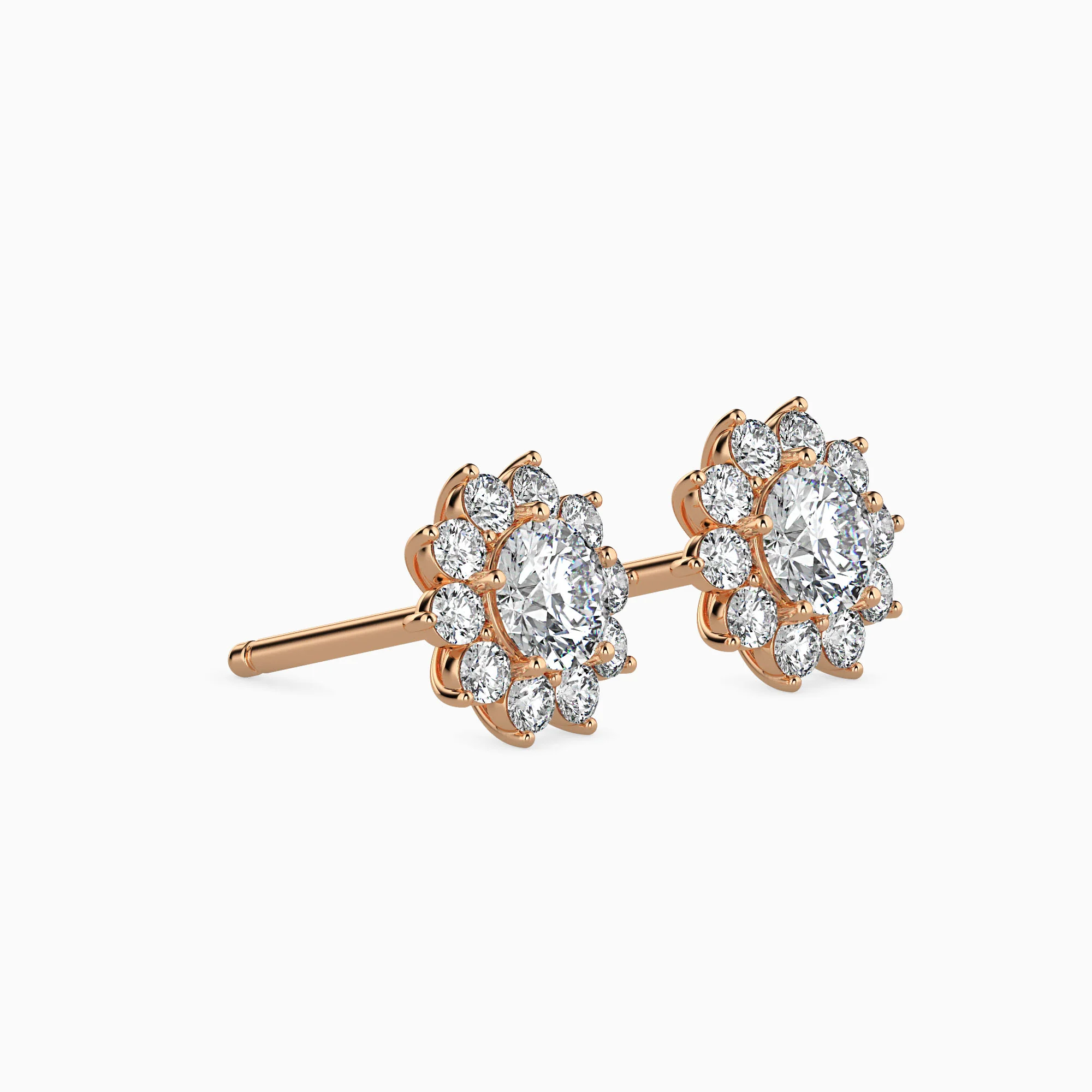 1 CT Floral Brilliance Gold Diamond Earrings - Image 6