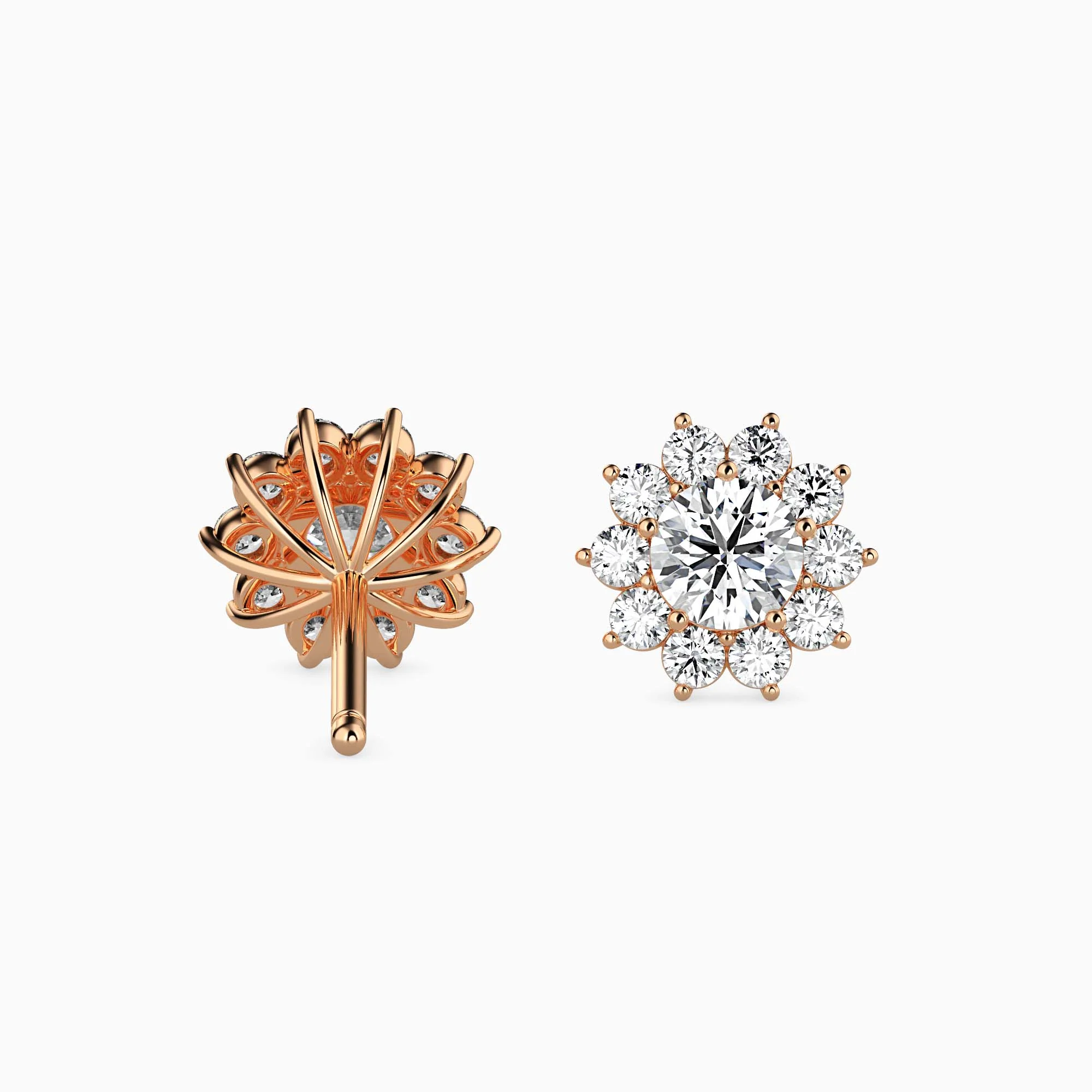 1 CT Floral Brilliance Gold Diamond Earrings - Image 8