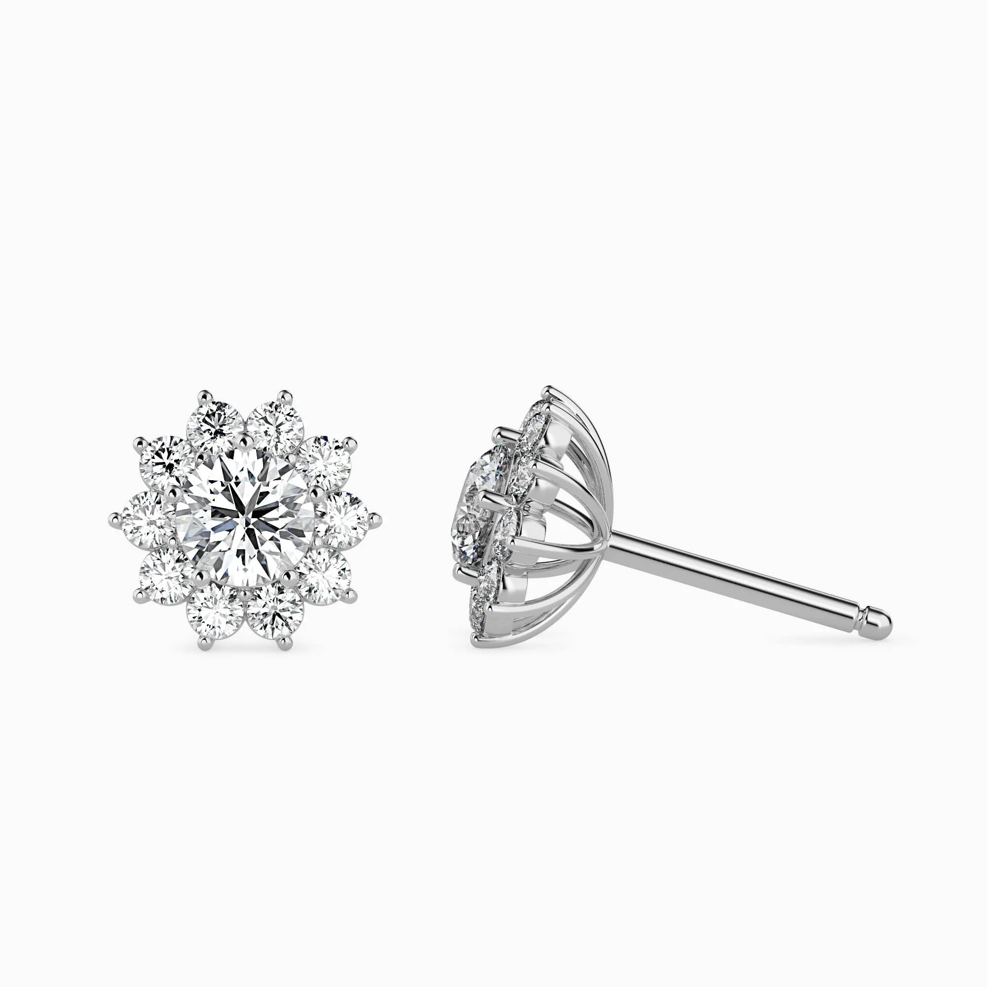 1 CT Floral Brilliance Gold Diamond Earrings - Image 9
