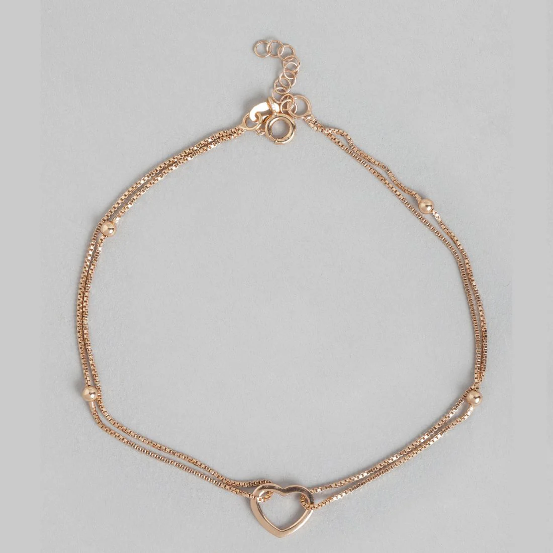 Linked Hearts Harmony Rose Gold-Plated 925 Sterling Silver Combo Anklet - Image 4