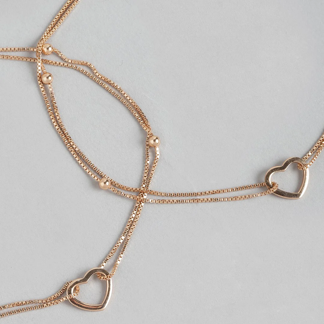 Linked Hearts Harmony Rose Gold-Plated 925 Sterling Silver Combo Anklet - Image 6