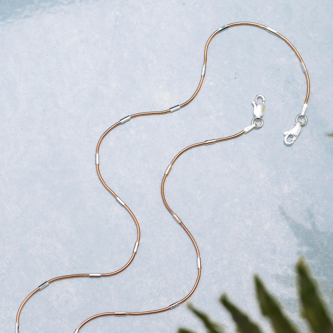 Sensational 925 Silver Snake Anklet In Rose Gold - Image 2