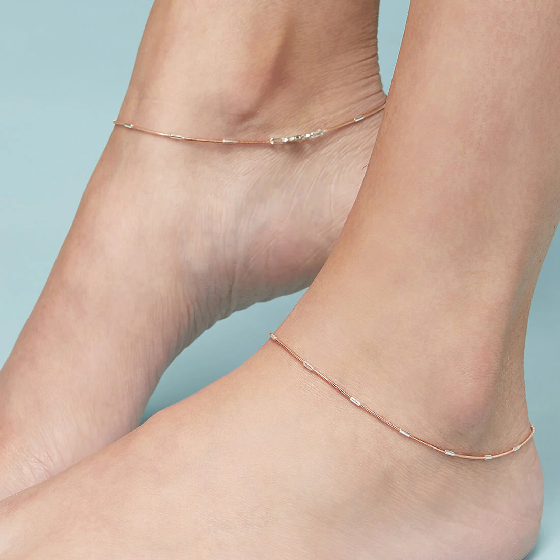 Sensational 925 Silver Snake Anklet In Rose Gold - Image 4