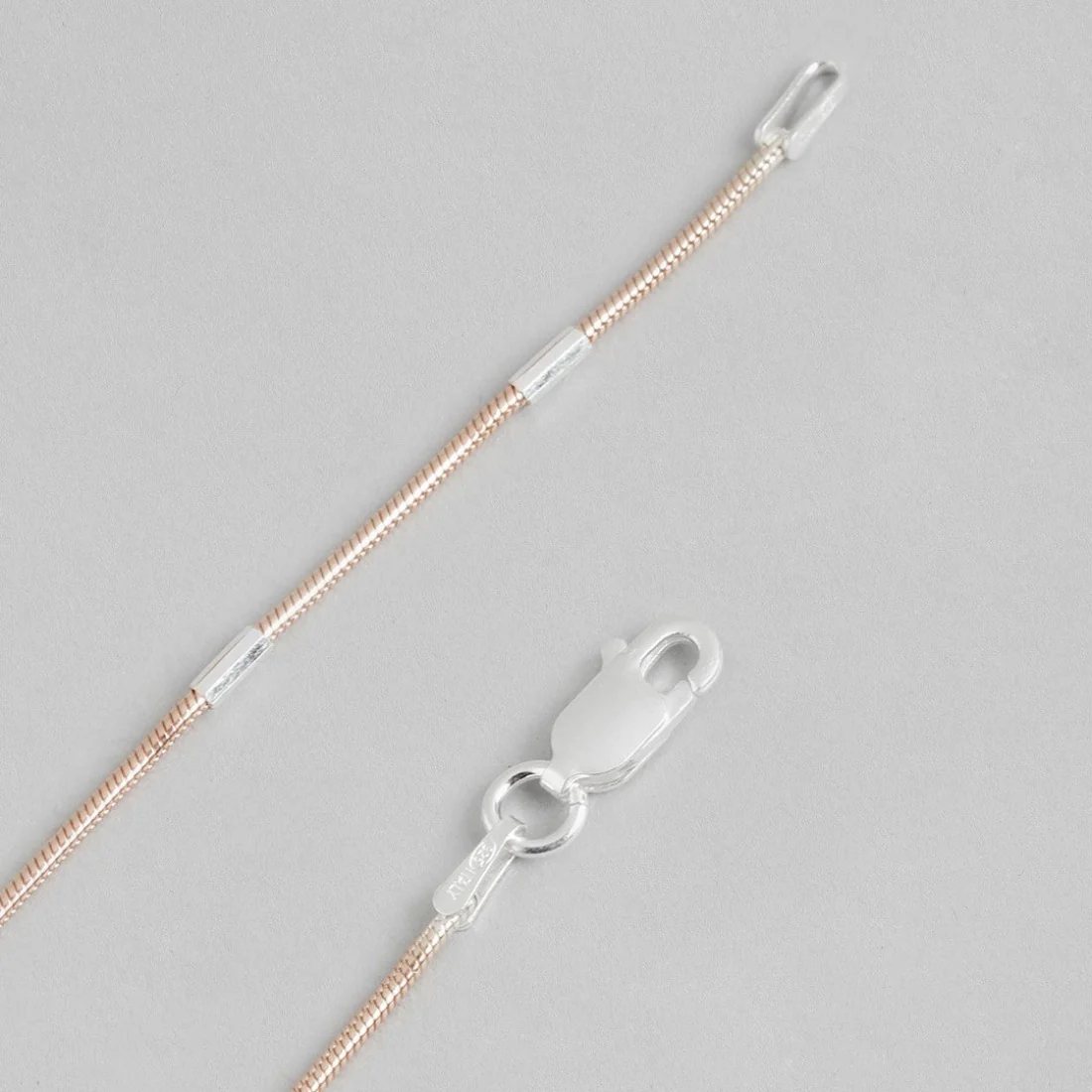 Sensational 925 Silver Snake Anklet In Rose Gold - Image 8