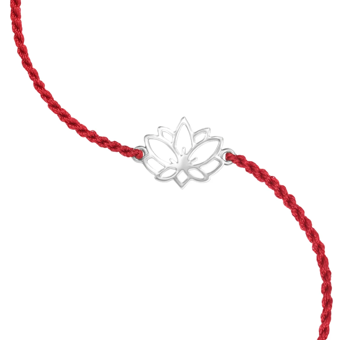 Lotus Blossom Rhodium-Plated Sterling Silver Thread Rakhi For Him - Image 5