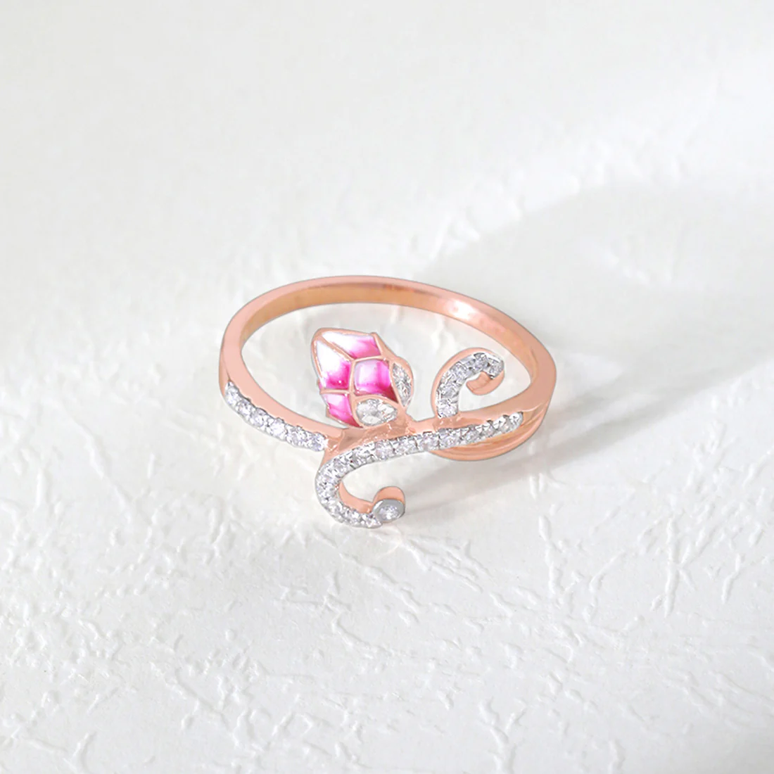 Lotus Dream Rose Gold Ring with Lab-Grown Diamonds - Image 7