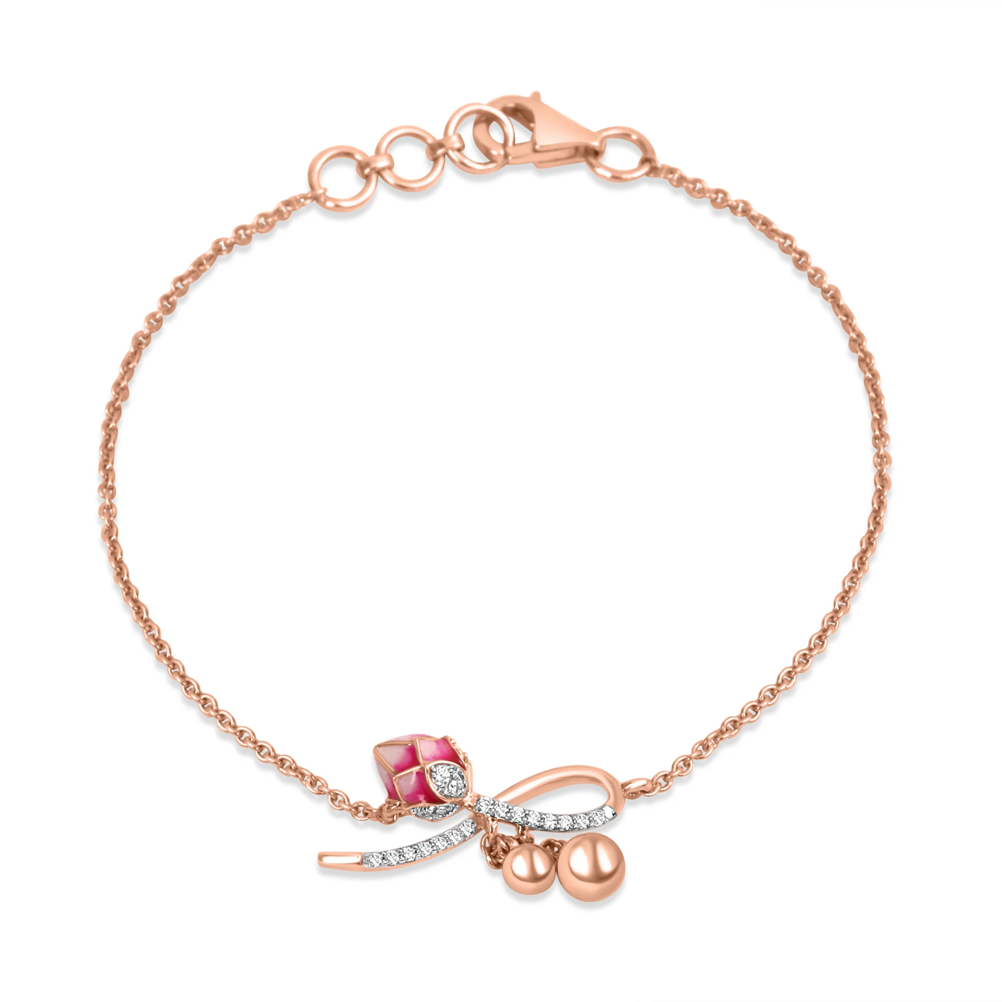 Lotus Radiance Rose Gold Bracelet with Lab-Grown Diamonds - Image 3
