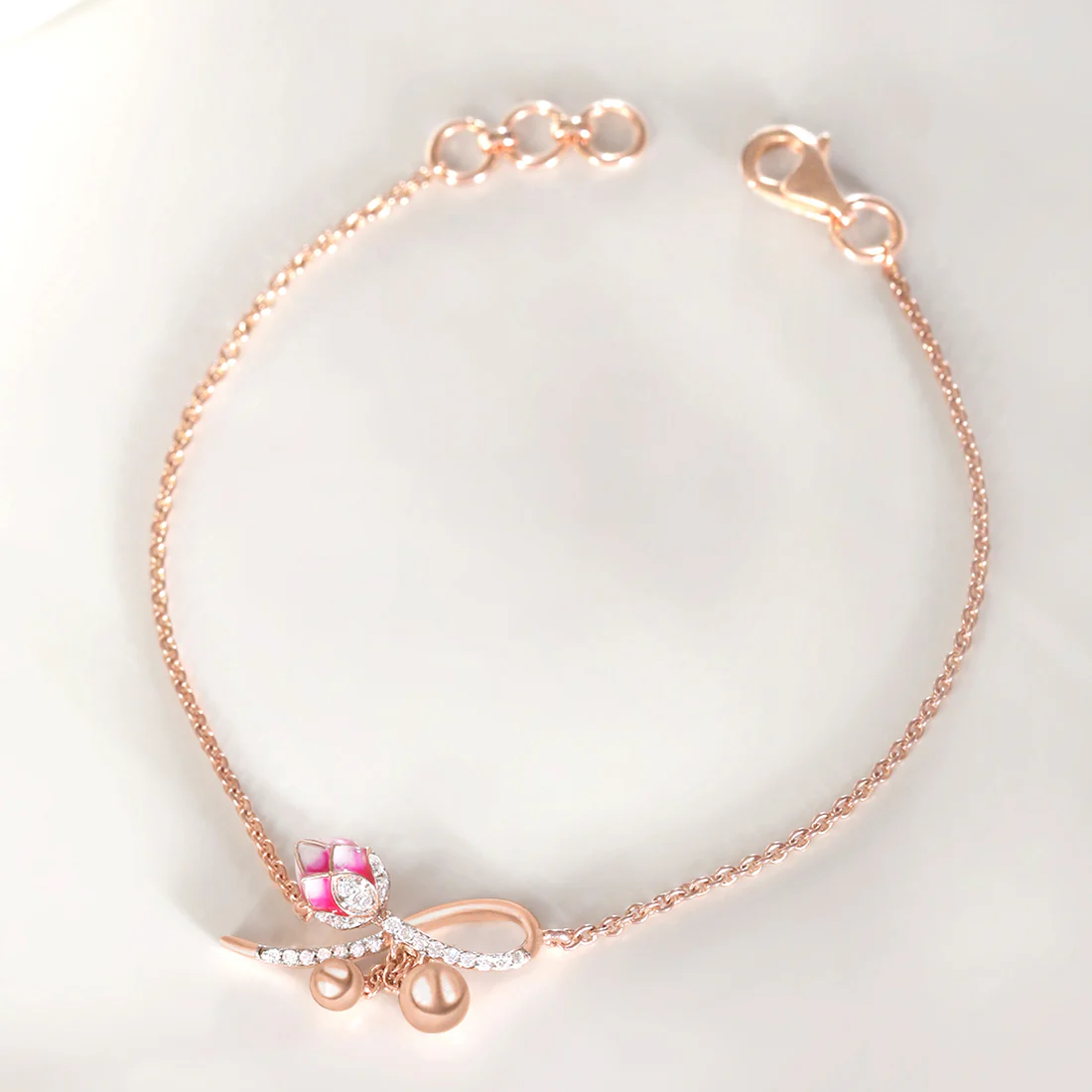Lotus Radiance Rose Gold Bracelet with Lab-Grown Diamonds - Image 5